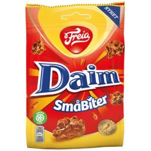 Expiration Date Sale Freia Daim chocolate pieces 145 gram (Småbiter) Norwegian Foodstore