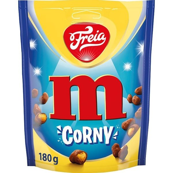 Expiration Date Sale Freia M Corny - Corn covered with milk chocolate 180 grams Norwegian Foodstore